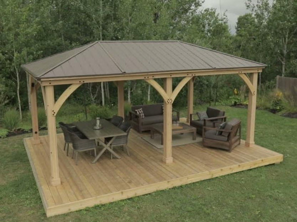 Yardistry 12 x 20 Meridian Gazebo 100 Cedar with Aluminum Roof The Better Backyard