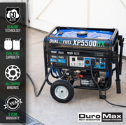 Image of DuroMax XP5500HX 5,500 Watt Dual Fuel Portable HX Generator w/ CO Alert