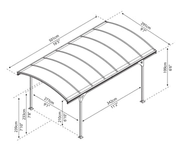 Palram - Canopia | Vitoria 5000 10' x 16' Carport Gray/Gray Carport Palram - Canopia 