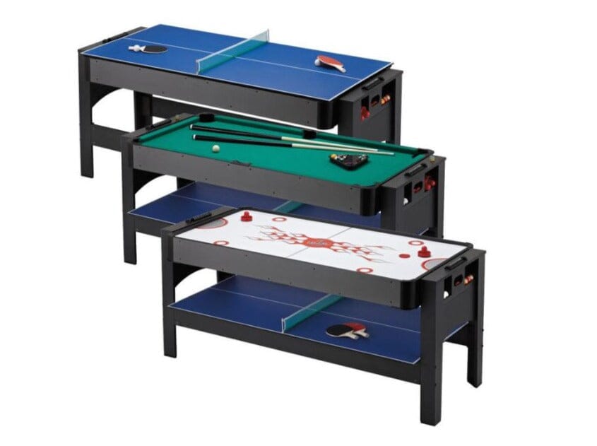 De R$ 1.499,90 por R$ 989,90 - Mesa Multiuso Flip Table 3 em 1 Sinuca, Air  Hockey e Ping Pong Sampro 110v em MDF